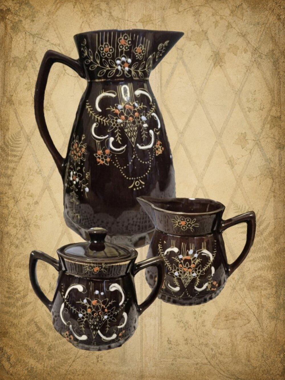 Vintage Japan Brown Tea Set